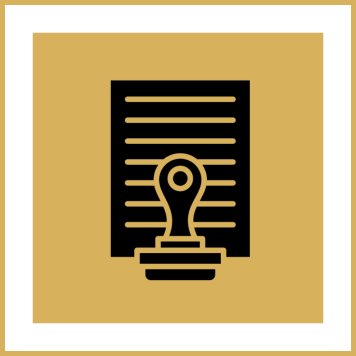 Document with rubber stamp icon