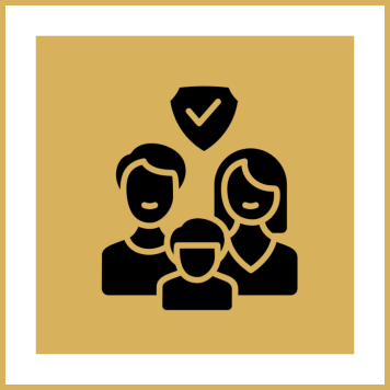 Family icon with shield checkmark