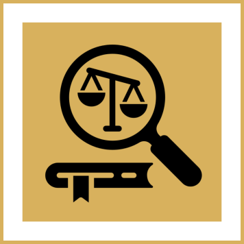 Legal book under magnifying glass