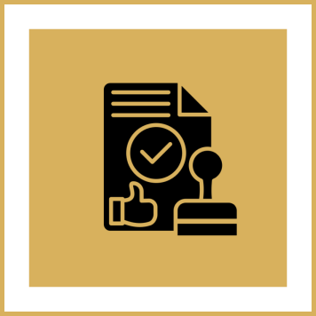 Approved document icon with stamp and check