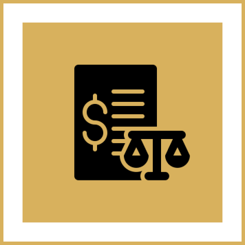 Legal document with dollar sign and scales